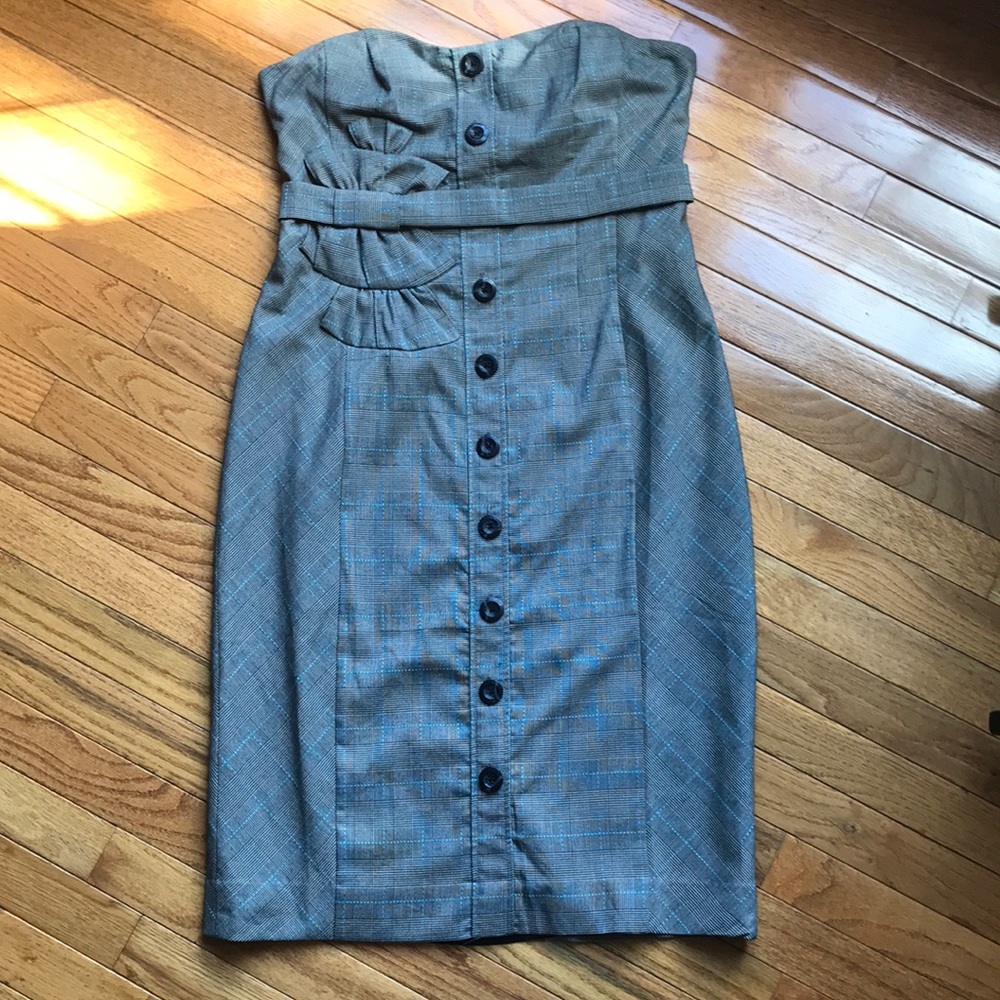 NWT Anthropologie Plaid Strapless Dress